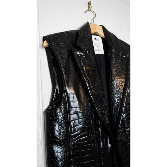 H&M Innovation Lab Co-Exist Vegan Black Croc Patent Leather Long Vest XS - Picture 5 of 12